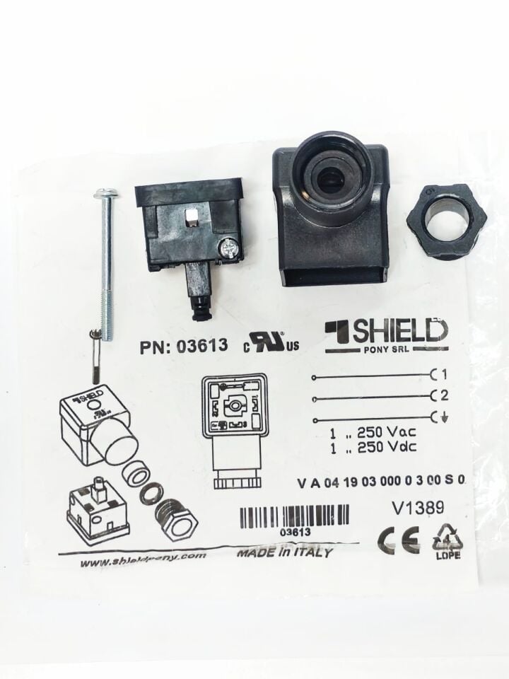 SHIELD 03613 Valf Soketi – 250VAC / 250VDC Endüstriyel Bobin Konnektörü